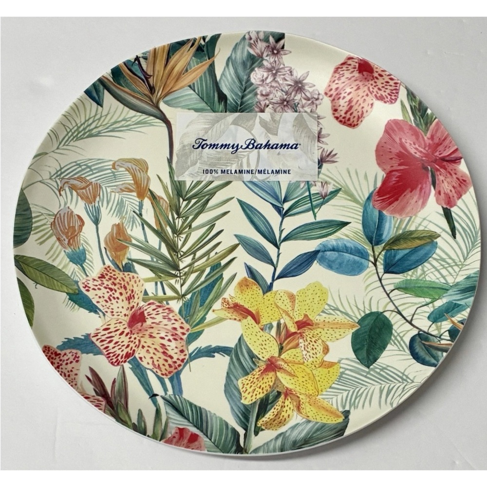 Tommy Bahama Set of 2 Tropical Floral Melamine  Salad Plates 8.5in